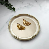 18K Gold Sunburst Fan Stud Posts with Loop — Statement Findings