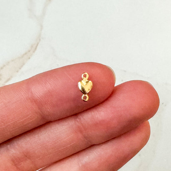 (8.5mm) 24K Gold Plated Heart Connector Charms