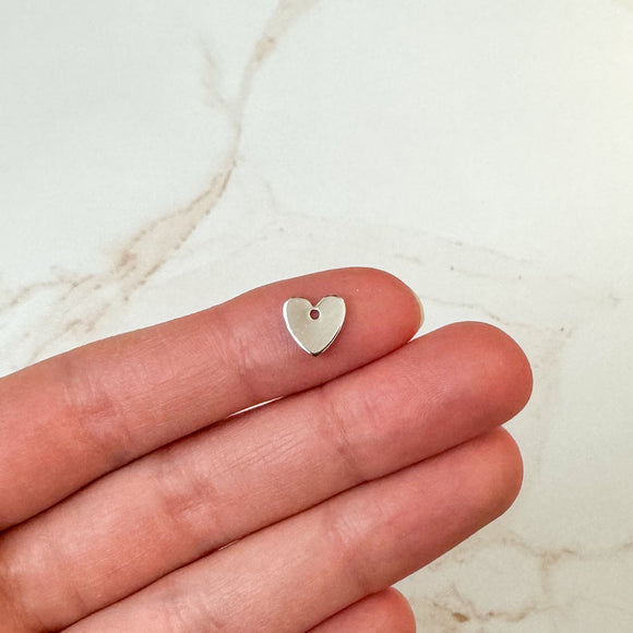 (8mm) Platinum Plated Solid Heart Charms