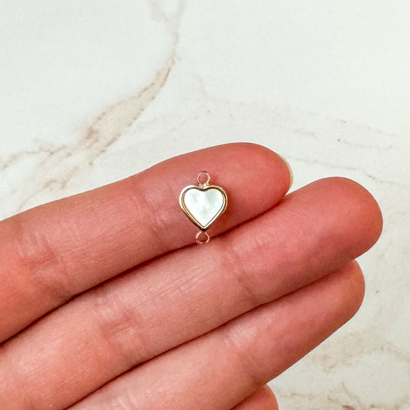 18K Gold Plated Natural Shell Heart Connector Charms