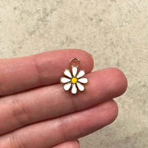 18K Gold Plated Enamel Daisy Charms