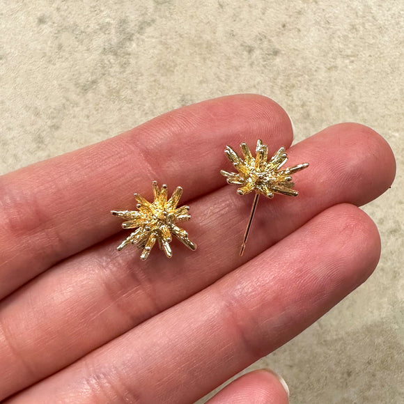 18K Gold Plated Sea Urchin Stud Earrings