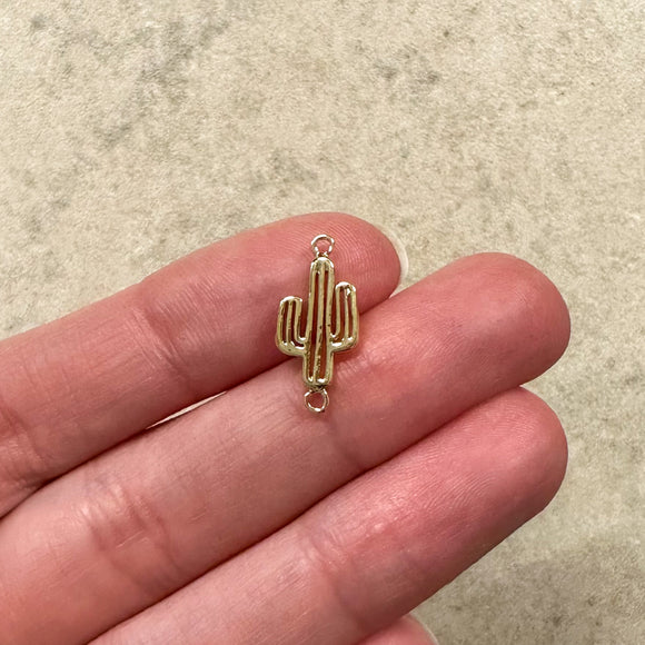 18K Gold Plated Cactus Connector Charms