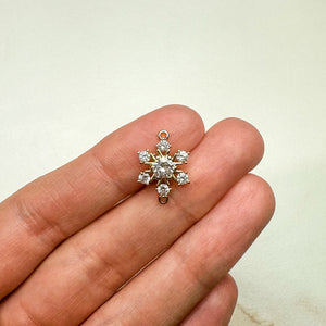 18K Gold Plated Cubic Zirconia Snowflake Connectors