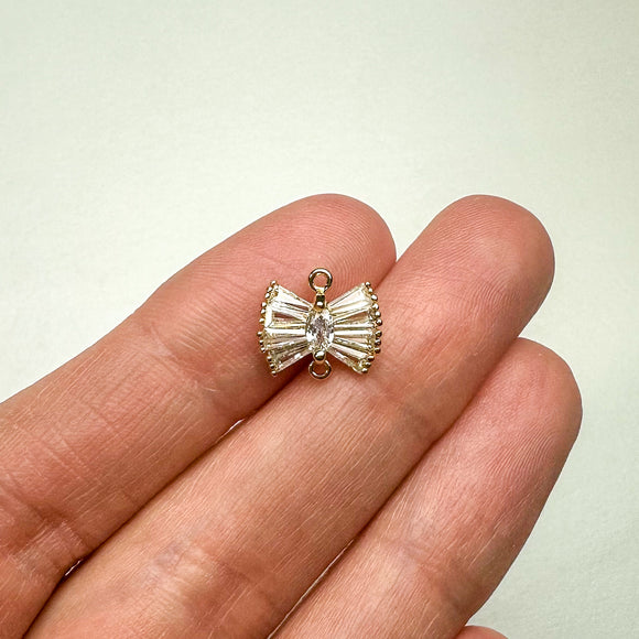 18K Gold Plated Cubic Zirconia Bow Connectors