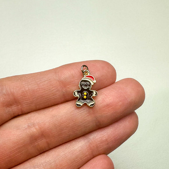 18K Gold Plated Enamel Gingerbread Man Charms