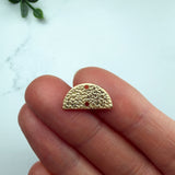 Gold Hammered Half Circle Connectors — Nickel-Free Brass