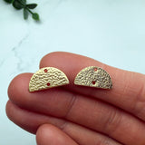 Gold Hammered Half Circle Connectors — Nickel-Free Brass