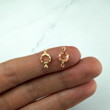 Gold Round Crystal Connector — Champagne, 2-Loop