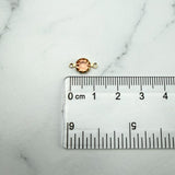 Gold Round Crystal Connector — Champagne, 2-Loop