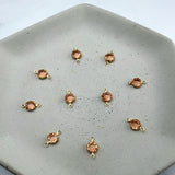 Gold Round Crystal Connector — Champagne, 2-Loop