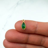 Gold Green Marquise Crystal Charm — Nickel-Free