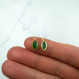 Gold Green Marquise Crystal Charm — Nickel-Free