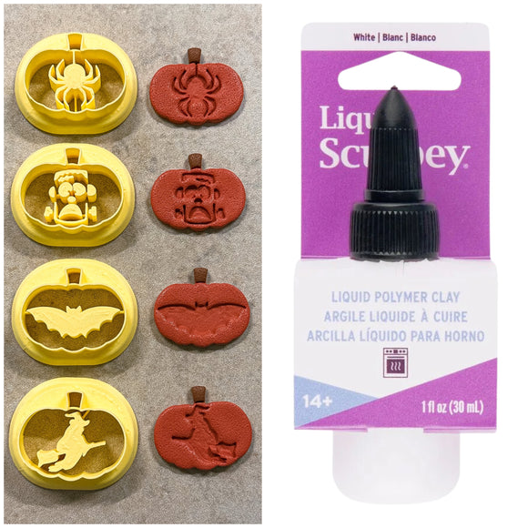 Discounted Jack-O-Lantern Embossing Clay Cutter Bundle + White Liquid Sculpey