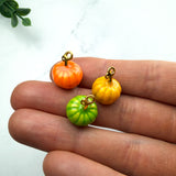 18K Gold Enamel Pumpkin Charms — Mini Fall Pumpkins (Orange, Yellow, Green)