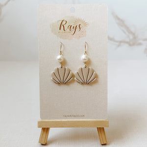 Neutral Scallop Shell Dangle Earrings