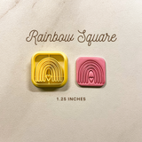 1 in, 1.25 in Embossed Rainbow Square Clay Cutter