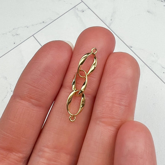 18K Gold Plated Twist Oval Connectors