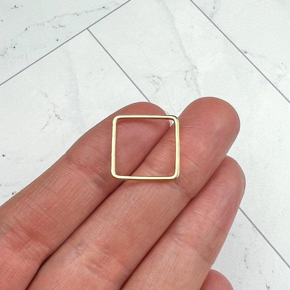 20mm 18K Gold Plated Open Square Charms