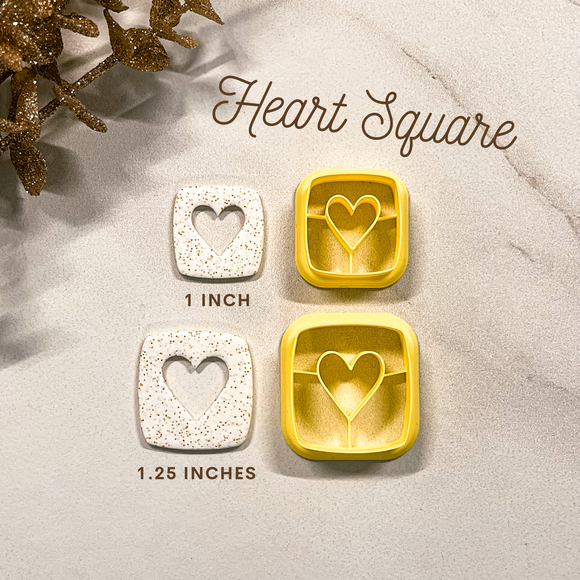 1 in, 1.25 in Rounded Square (Heart Cut Out) Clay Cutter