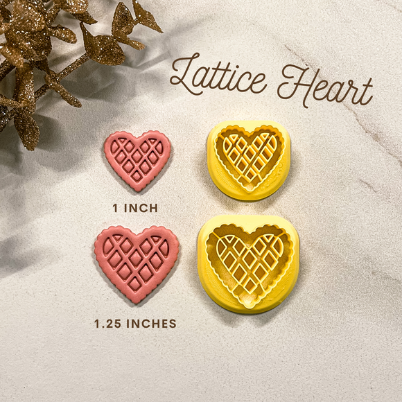 1 in, 1.25 in Lattice Heart Clay Cutter
