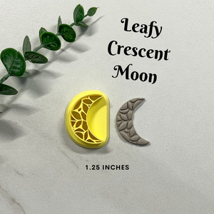 1.25 in Embossed Leafy Crescent Moon Clay Cutter