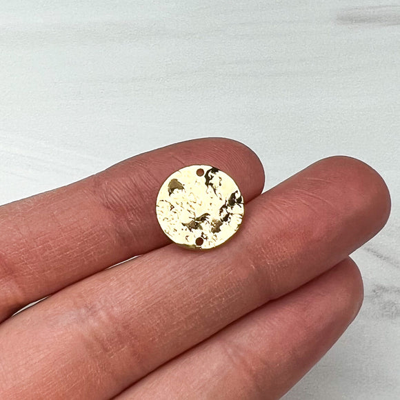 13mm 18K Gold Plated Bumpy Textured Connector Charms