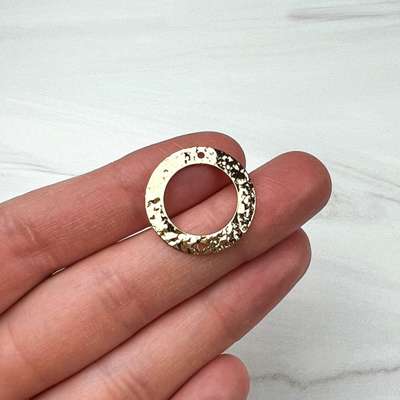 18K Gold Plated Textured Open Circle Connector Charms