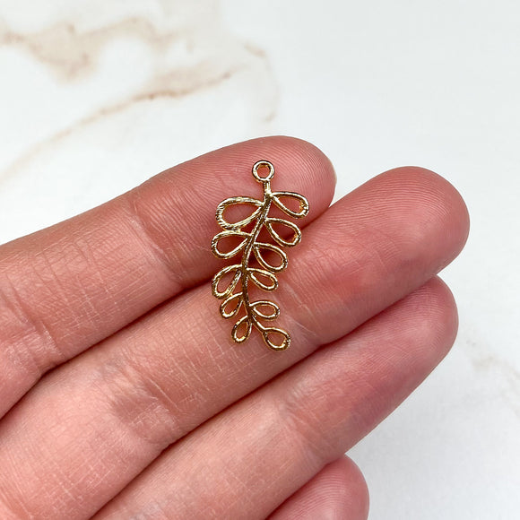 23 x 12 x 1mm 18K Gold Plated Fern Charms