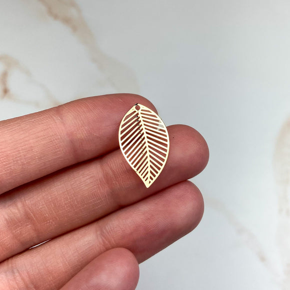 20 x 12 x 1mm 18K Gold Plated Leaf Charms