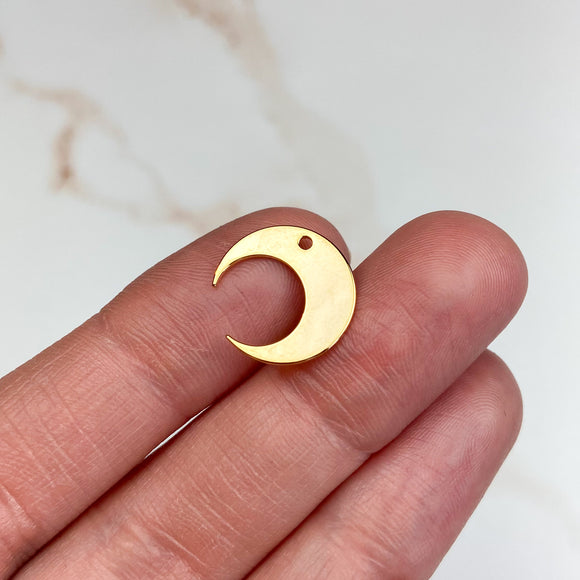 14.5 x 14 x 1 18K Gold Plated Moon Charms