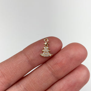 18K Gold Plated Cubic Zirconia Christmas Tree Charms