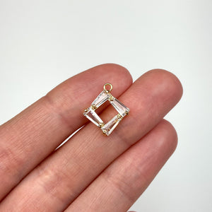 18K Gold Plated Cubic Zirconia Rhombus Charms