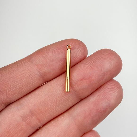 20 x 2mm 18K Gold Plated Cylinder Bar Charms