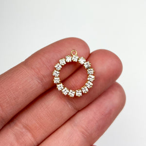 18K Gold Plated Cubic Zirconia Open Circle Charms