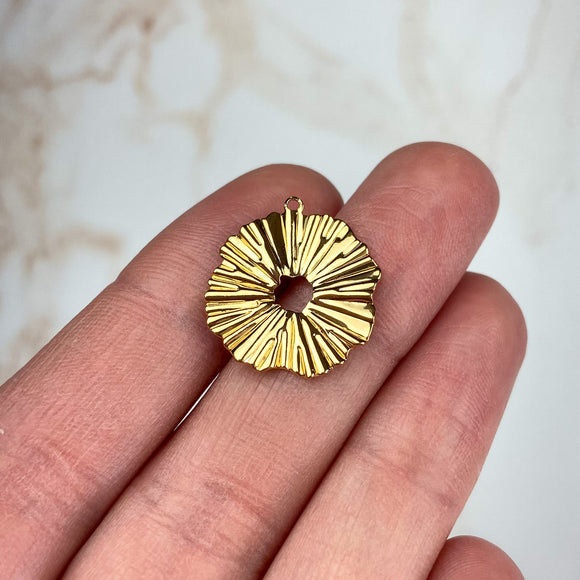 Gold Plated Crinkle Circle Charms