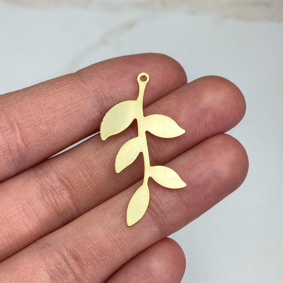 Gold Plated Long Leafy Branch Charms