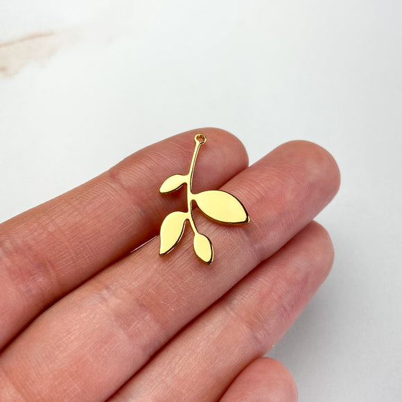 18K Gold Plated Leafy Branch Charms