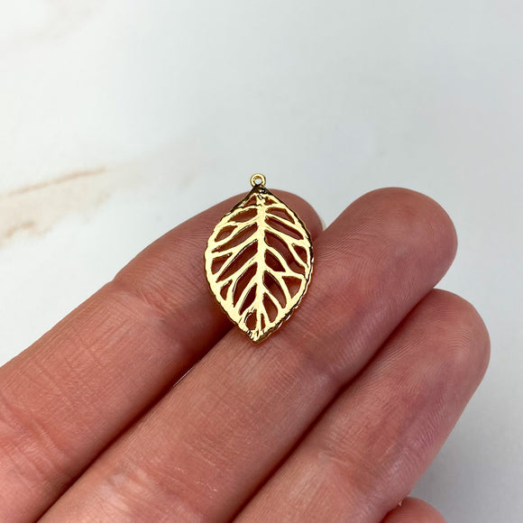 23 x 13 x 1mm 18K Gold Plated Leaf Charms