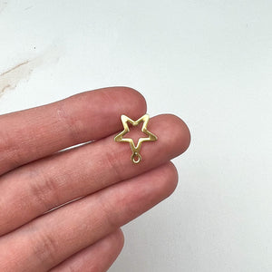 24K Gold Plated Stainless Steel Open Star Earring Posts
