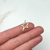 24K Gold Plated Stainless Steel Open Star Earring Posts