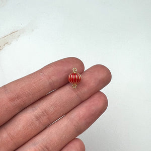 18K Gold Plated Red Lantern Connector Charms
