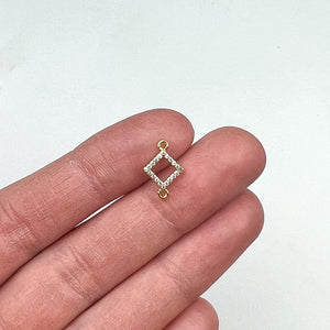 18K Gold Plated Cubic Zirconia Rhombus Connector Charms
