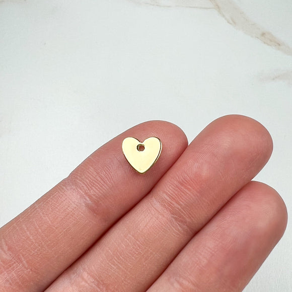 18K Gold Plated Solid Heart Charms