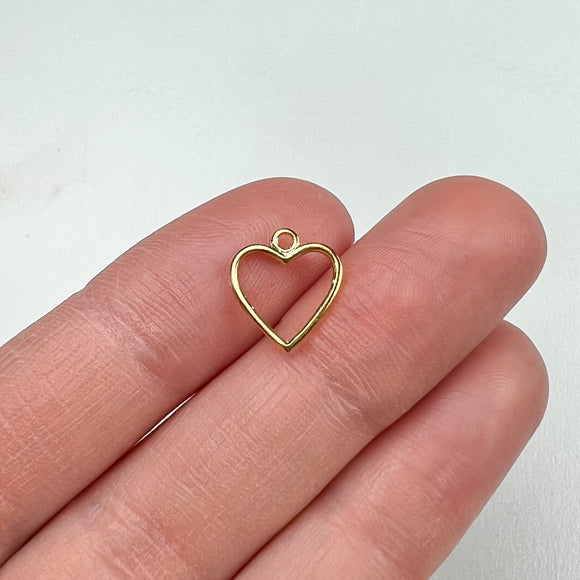 18K Gold Plated Open Heart Charms with Loop