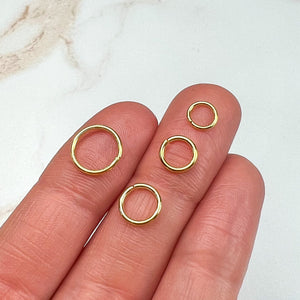 100 Pieces 5mm-10mm 24K Gold Plated Jump Rings