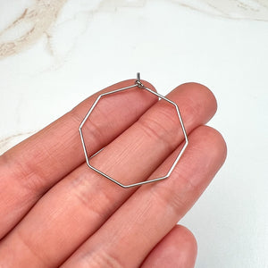Platinum Plated Octagon Earring Hoops