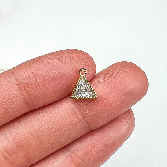 18K Gold Plated Cubic Zirconia Triangle Charms