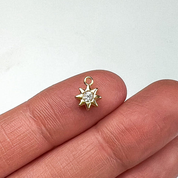 18K Gold Plated Cubic Zirconia Mini Sun Charms