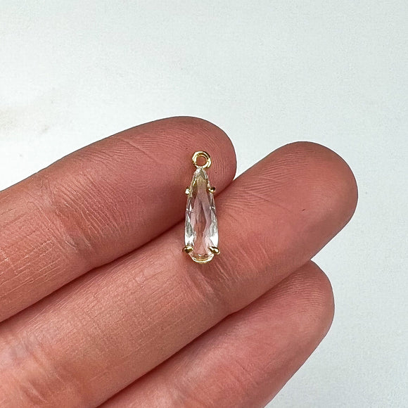 18K Gold Plated Long Glass Teardrop Charms